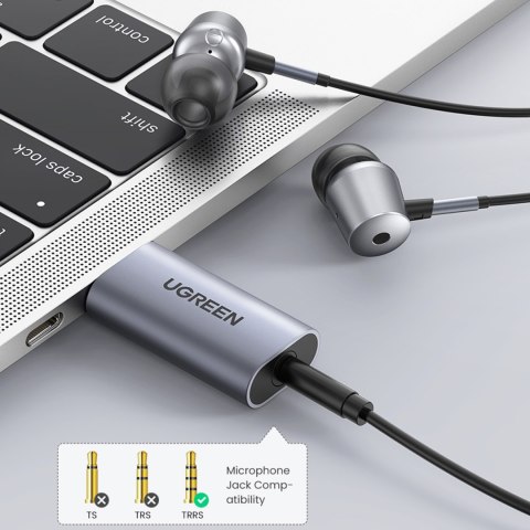 Adapter przejściówka audio na słuchawki USB-A do miniJack 3.5mm szary Adapter przejściówka audio na słuchawki USB-A do miniJack 3.5mm szary
