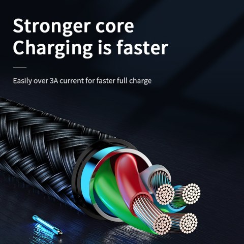 Kabel przewód USB-A - microUSB 3A wskaźnik ładowania 2m czarny Kabel przewód USB-A - microUSB 3A wskaźnik ładowania 2m czarny