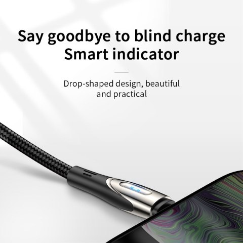 Kabel przewód USB-A - microUSB 3A wskaźnik ładowania 2m czarny Kabel przewód USB-A - microUSB 3A wskaźnik ładowania 2m czarny