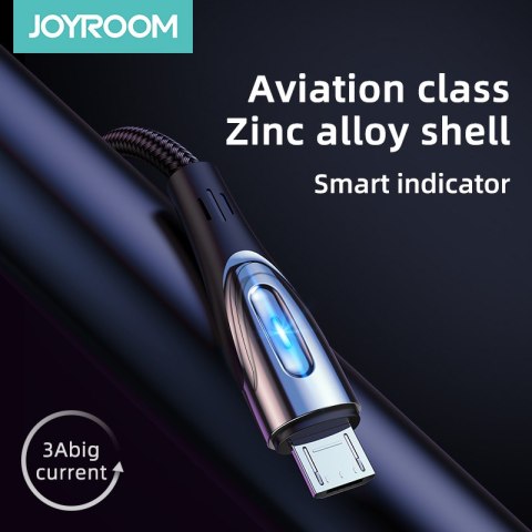 Kabel przewód USB-A - microUSB 3A wskaźnik ładowania 2m czarny Kabel przewód USB-A - microUSB 3A wskaźnik ładowania 2m czarny