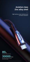 Kabel przewód USB-A - microUSB 3A wskaźnik ładowania 2m czarny