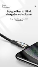 Kabel przewód USB-A - microUSB 3A wskaźnik ładowania 2m czarny