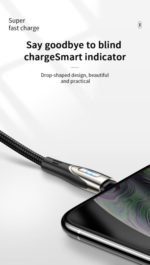 Kabel przewód USB-A - microUSB 3A wskaźnik ładowania 2m czarny Kabel przewód USB-A - microUSB 3A wskaźnik ładowania 2m czarny