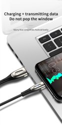 Kabel przewód USB-A - microUSB 3A wskaźnik ładowania 2m czarny