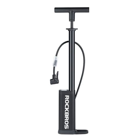 Pompka rowerowa podłogowa 11 bar z manometrem Presta i Schrader - czarna Pompka rowerowa podłogowa 11 bar z manometrem Presta i Schrader - czarna