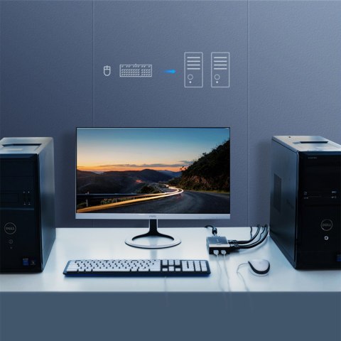 Przełącznik switch KVM 30357 dwa komputery jedna klawiatura mysz i monitor czarny Przełącznik switch KVM 30357 dwa komputery jedna klawiatura mysz i monitor czarny