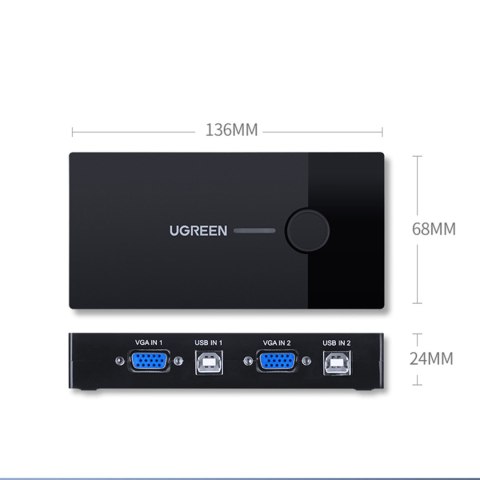 Przełącznik switch KVM 30357 dwa komputery jedna klawiatura mysz i monitor czarny Przełącznik switch KVM 30357 dwa komputery jedna klawiatura mysz i monitor czarny