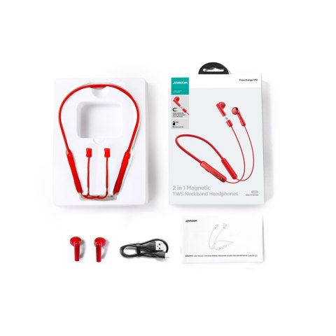 Sportowe słuchawki bezprzewodowe Bluetooth 5.3 typu NeckBand czerwone Sportowe słuchawki bezprzewodowe Bluetooth 5.3 typu NeckBand czerwone