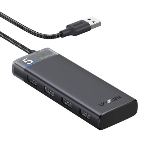 HUB adapter rozdzielacz portów 4x USB-A 3.0 i kablem zasilającym USB-A czarny HUB adapter rozdzielacz portów 4x USB-A 3.0 i kablem zasilającym USB-A czarny