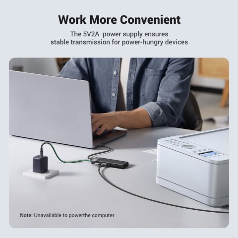 HUB adapter rozdzielacz portów 4x USB-A 3.0 i kablem zasilającym USB-A czarny HUB adapter rozdzielacz portów 4x USB-A 3.0 i kablem zasilającym USB-A czarny