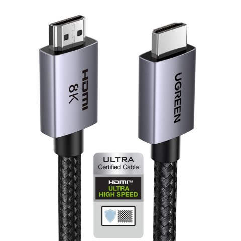 Kabel przewód HDMI 2.1 8K certyfikowany Ultra High Speed 1m szary Kabel przewód HDMI 2.1 8K certyfikowany Ultra High Speed 1m szary