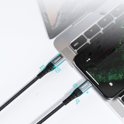 Kabel przewód do iPhone MFi USB-C - Lightning 480Mb/s 3A 2m czarny Kabel przewód do iPhone MFi USB-C - Lightning 480Mb/s 3A 2m czarny