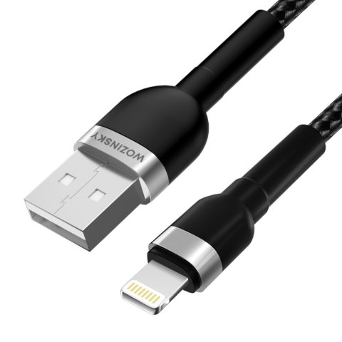 Kabel przewód do iPhone w oplocie USB-A - Lightning 2.4A 2m czarny Kabel przewód do iPhone w oplocie USB-A - Lightning 2.4A 2m czarny