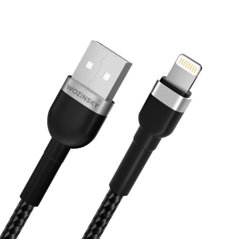Kabel przewód do iPhone w oplocie USB-A - Lightning 2.4A 2m czarny Kabel przewód do iPhone w oplocie USB-A - Lightning 2.4A 2m czarny