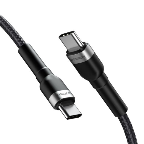 Kabel przewód w oplocie USB-C - USB-C PD 65W 1m czarny Kabel przewód w oplocie USB-C - USB-C PD 65W 1m czarny