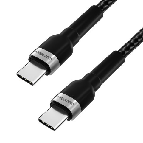 Kabel przewód w oplocie USB-C - USB-C PD 65W 1m czarny Kabel przewód w oplocie USB-C - USB-C PD 65W 1m czarny