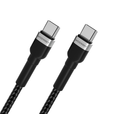 Kabel przewód w oplocie USB-C - USB-C PD 65W 1m czarny Kabel przewód w oplocie USB-C - USB-C PD 65W 1m czarny