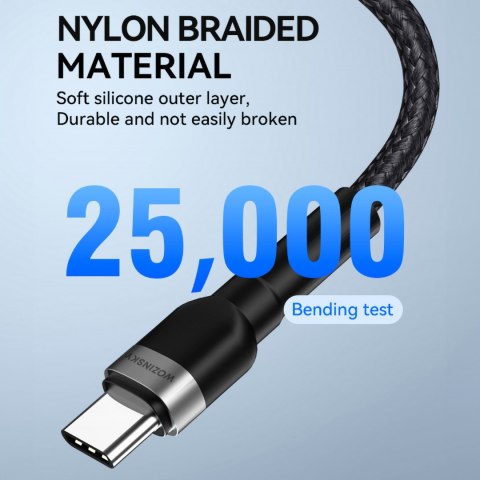 Kabel przewód w oplocie USB-C - USB-C PD 65W 1m czarny Kabel przewód w oplocie USB-C - USB-C PD 65W 1m czarny