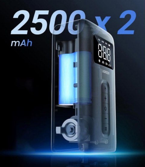 Kompresor powietrza 150PSI 10bar z akumulatorem i latarką LED czarny Kompresor powietrza 150PSI 10bar z akumulatorem i latarką LED czarny