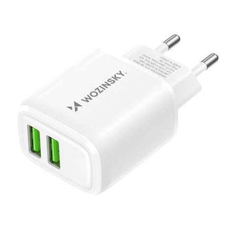 Ładowarka sieciowa 100-240V 30W 2.4A 2x USB-A biała Ładowarka sieciowa 100-240V 30W 2.4A 2x USB-A biała