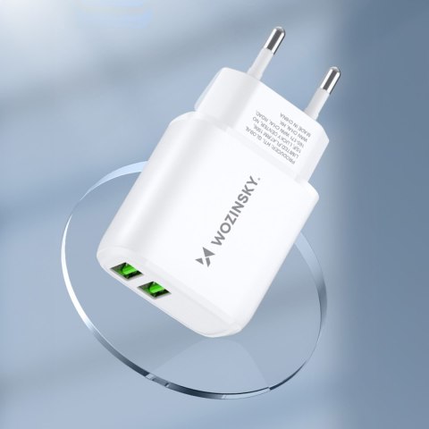 Ładowarka sieciowa 100-240V 30W 2.4A 2x USB-A biała Ładowarka sieciowa 100-240V 30W 2.4A 2x USB-A biała