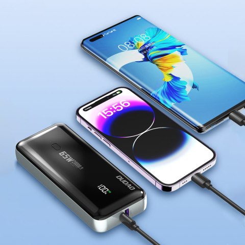 Powerbank 20000mAh 65W 1x USB-C 2x USB-A z wyświetlaczem czarny Powerbank 20000mAh 65W 1x USB-C 2x USB-A z wyświetlaczem czarny