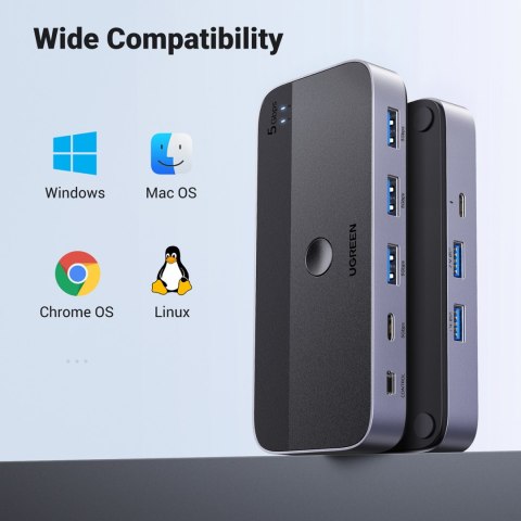Przełącznik switch 2-in-4 na 2 komputery USB 3.0 + 2x kabel USB-A czarny Przełącznik switch 2-in-4 na 2 komputery USB 3.0 + 2x kabel USB-A czarny