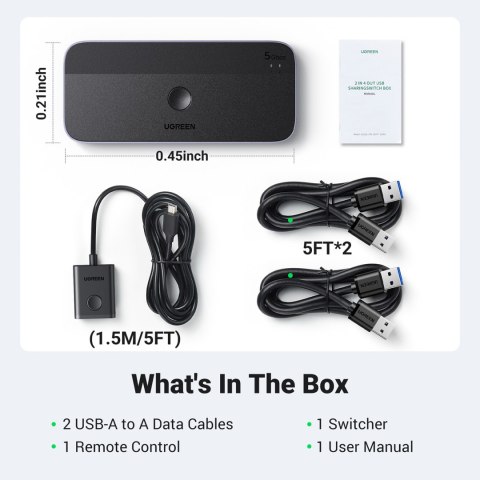Przełącznik switch 2-in-4 na 2 komputery USB 3.0 + 2x kabel USB-A czarny Przełącznik switch 2-in-4 na 2 komputery USB 3.0 + 2x kabel USB-A czarny