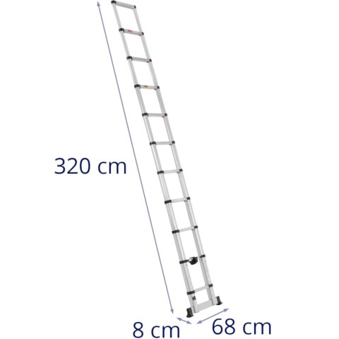 Drabina teleskopowa składana z aluminium 10 stopni 0.85-3.2 m Drabina teleskopowa składana z aluminium 10 stopni 0.85-3.2 m