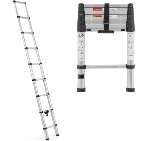 Drabina teleskopowa składana z aluminium 8 stopni 0.75-2.6 m Drabina teleskopowa składana z aluminium 8 stopni 0.75-2.6 m