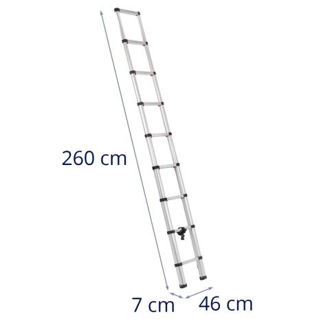 Drabina teleskopowa składana z aluminium 8 stopni 0.75-2.6 m Drabina teleskopowa składana z aluminium 8 stopni 0.75-2.6 m