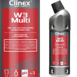 Doskonały żel do mycia łazienek urządzeń sanitarnych fug CLINEX W3 Multi 1L