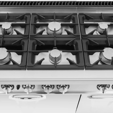 Kuchenka gazowa 6 palnikowa z piekarnikiem gazowym i szafką 27.6 kW Kuchenka gazowa 6 palnikowa z piekarnikiem gazowym i szafką 27.6 kW