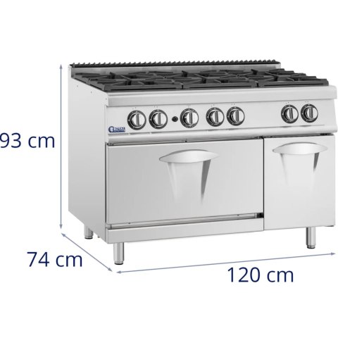 Kuchenka gazowa 6 palnikowa z piekarnikiem gazowym i szafką 27.6 kW Kuchenka gazowa 6 palnikowa z piekarnikiem gazowym i szafką 27.6 kW