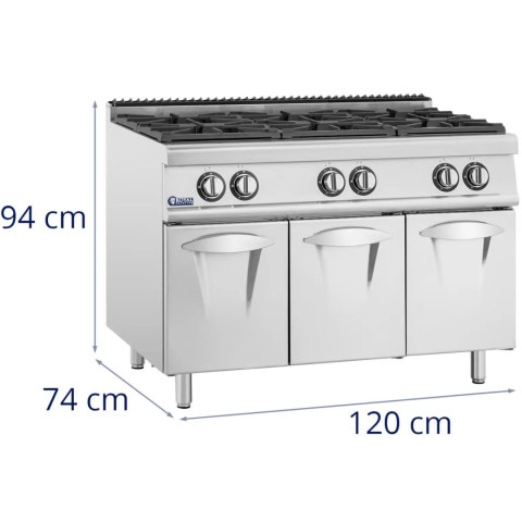 Kuchenka gazowa 6 palnikowa z szafką propan / LPG / gaz ziemny 21.6 kW Kuchenka gazowa 6 palnikowa z szafką propan / LPG / gaz ziemny 21.6 kW