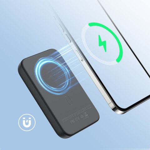 Mini Power Bank 10000mAh magnetyczny z ładowarką QC PD USB USB-C czarny Mini Power Bank 10000mAh magnetyczny z ładowarką QC PD USB USB-C czarny
