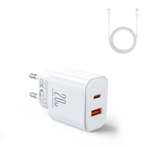 Szybka ładowarka sieciowa 20W USB-C USB-A + kabel do iPhone Lightning 1m Szybka ładowarka sieciowa 20W USB-C USB-A + kabel do iPhone Lightning 1m