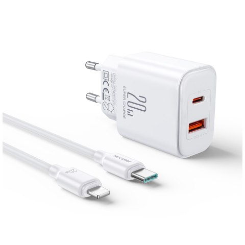 Szybka ładowarka sieciowa 20W USB-C USB-A + kabel do iPhone Lightning 1m Szybka ładowarka sieciowa 20W USB-C USB-A + kabel do iPhone Lightning 1m