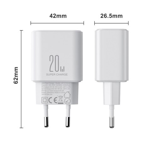 Szybka ładowarka sieciowa 20W USB-C USB-A + kabel do iPhone Lightning 1m Szybka ładowarka sieciowa 20W USB-C USB-A + kabel do iPhone Lightning 1m