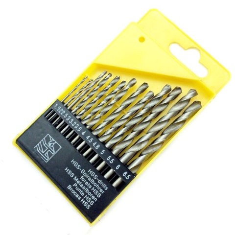 WIERTŁA DO METALU 1.5-6.5mm HSS 13szt BIAŁE WIERTŁA DO METALU 1.5-6.5mm HSS 13szt BIAŁE