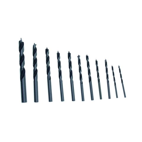 Wiertła do drewna, Komplet 3-10 mm, 11 sztuk Wiertła do drewna, Komplet 3-10 mm, 11 sztuk